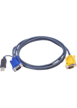 Шнур, мон., клав.+мышь USB, SPHD15=>HD DB15+USB A-Тип, Male-2xMale,  8+4 проводов, опрессованный,   1.8 метр., черный/ Intelligent CABLE HD15M/USBAM 1.8M