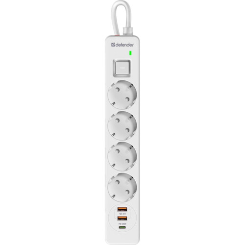 Сетевой фильтр Defender DFS 143 2м (4 розетки) белый (коробка)