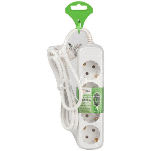 Удлинитель электрический/ Удлинитель электрический 4 розетки с заземлением 1,5м ПВС 3x1мм2 UDL-16-415-E Greenline