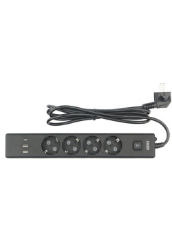 Сетевой удлинитель Powercube PC-7B-2M 1.9м (4 розетки) черный (коробка)