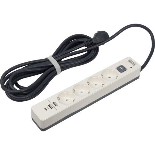 Сетевой фильтр Powercom SP-01 USB2A1CW 3,0М 3.0м (4 розетки) белый/серый (коробка)