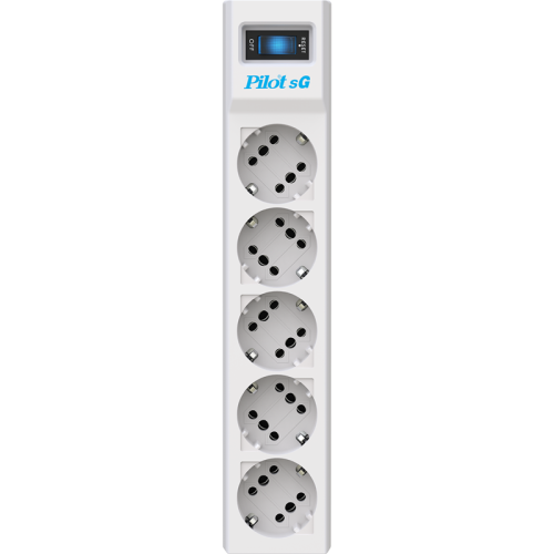 Сетевой фильтр/ Surge protector Pilot SG5 5 outlets (GP), 10A / 2.2kVt, automatic circuit-breaker, 5 m