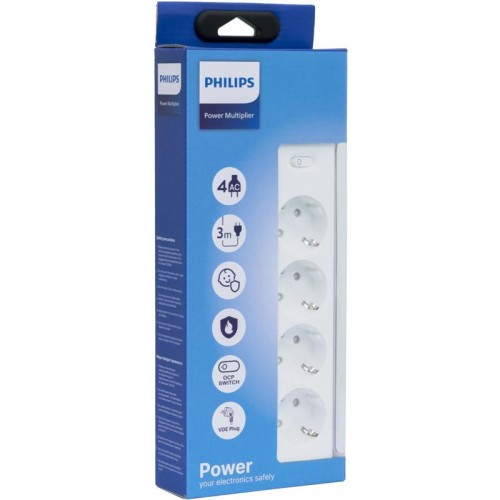 Сетевой фильтр Philips CHP2145WB/51 3м (4 розетки) белый (коробка)