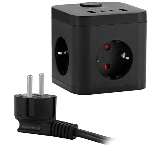 Сетевой удлинитель Buro BU-PC3.1UС-Plus-B 1.5м (3 розетки) черный (пакет ПЭ)