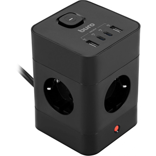 Сетевой удлинитель Buro BU-PTE4.1UC-Plus-B 1.5м (4 розетки) черный (пакет ПЭ)