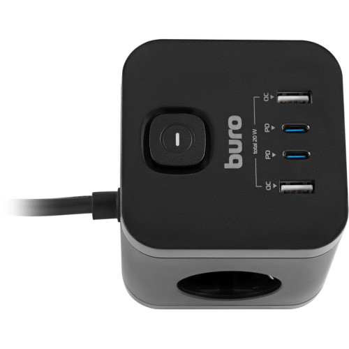 Сетевой удлинитель Buro BU-PC3.1UС-Plus-B 1.5м (3 розетки) черный (пакет ПЭ)
