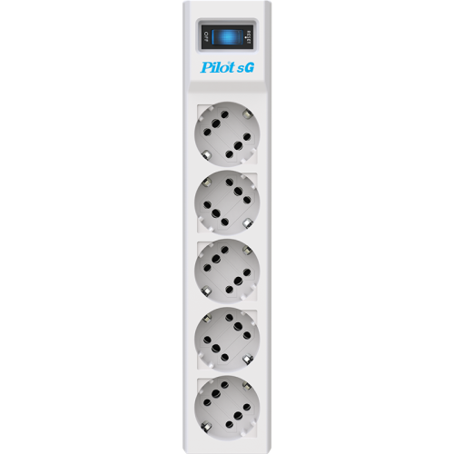 Сетевой фильтр/ Surge protector Pilot SG5 5 outlets (GP), 10A / 2.2kVt, automatic circuit-breaker, 7 m