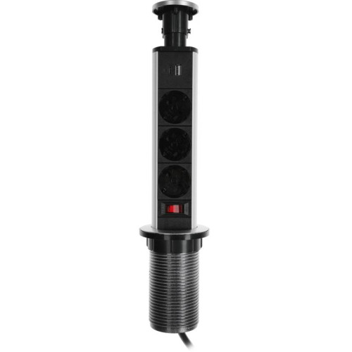 Сетевой разветвитель Premier 3R USB 1.8м (3 розетки) серый (коробка)