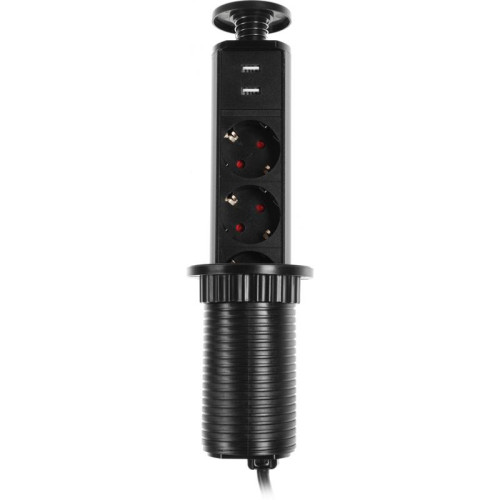 Сетевой разветвитель Premier 3R USB 1.8м (3 розетки) черный (коробка)
