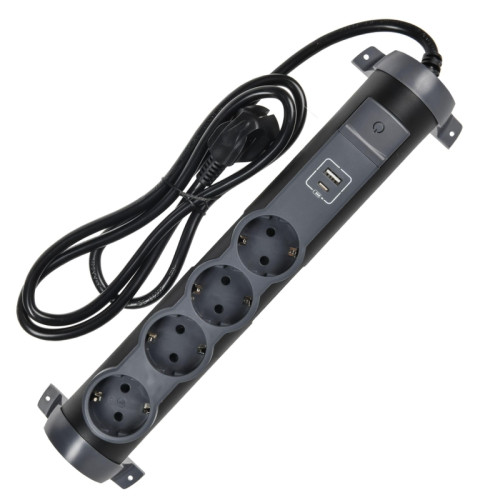 Удлинитель/ COMFORT Удлинитель У04К 4 места 2P+PE 1,5м 3х1,5мм2 16А USB A+C 20Вт черный