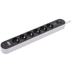 Фильтр сетевой/ Фильтр сетевой СФ-06К 16А USB A+C 20Вт 1,5м 3х1,5мм2 черный