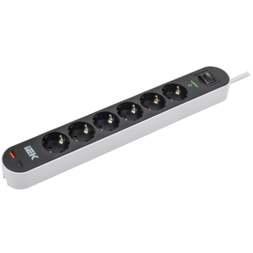 Фильтр сетевой/ Фильтр сетевой СФ-06К 16А USB A+C 20Вт 1,5м 3х1,5мм2 черный
