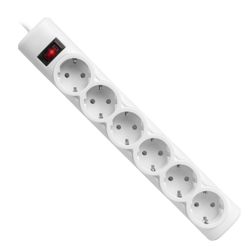 Сетевой фильтр Defender DFS 155 5 м, белый, 6 розеток/ Surge Protector Defender DFS 155 5m, white, 6 outlets