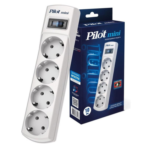 Сетевой фильтр Pilot mini 10м (4 розетки) белый (коробка)