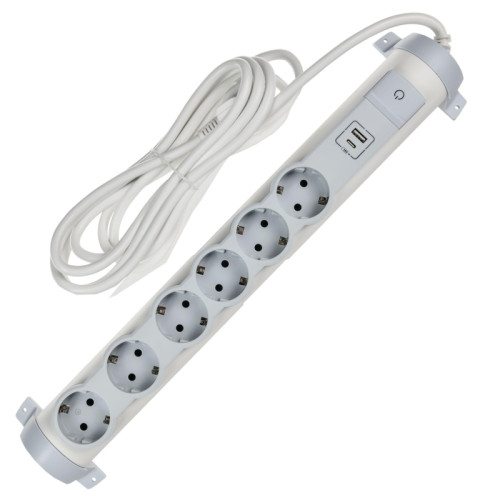 Удлинитель/ COMFORT Удлинитель У06К 6 мест 2P+PE 3м 3х1,5мм2 16А USB A+C 20Вт белый