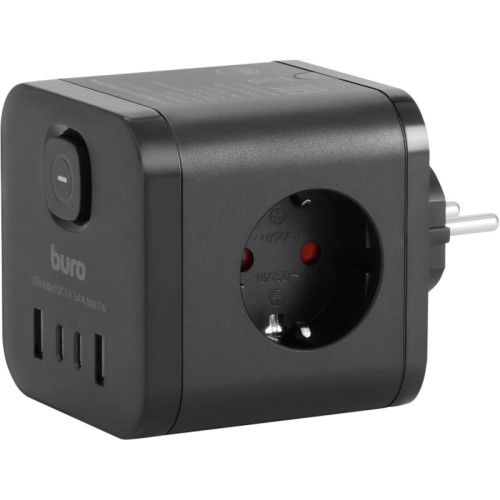 Сетевой разветвитель Buro BU-PW3UC-B (3 розетки) черный (пакет ПЭ) Сетевой разветвитель Buro BU-PW3UC-B (3 розетки) черный (пакет ПЭ)