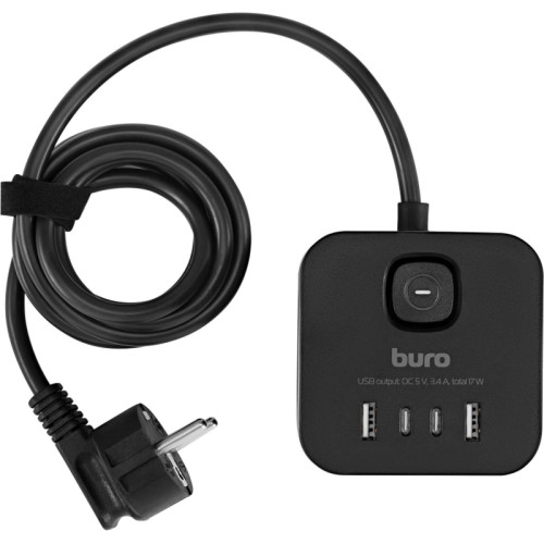 Сетевой удлинитель Buro BU-PC3.1UС-B 1.5м (3 розетки) черный (пакет ПЭ)