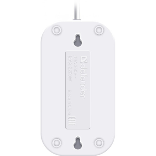 Сетевой удлинитель Defender B220 2м (2 розетки) белый (пакет ПЭ)