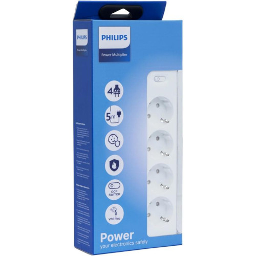 Сетевой фильтр Philips CHP2145WC/51 5м (4 розетки) белый (коробка)