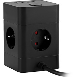 Сетевой удлинитель Buro BU-PTE4.1UC-Plus-B 1.5м (4 розетки) черный (пакет ПЭ)
