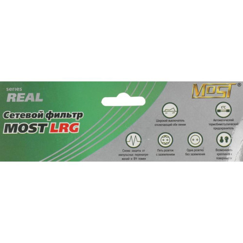 Сетевой фильтр Most LRG 1.6м (6 розеток) белый (пакет ПЭ)