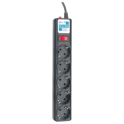 Фильтр-удлинитель Power Cube 3м д/подкл. к UPS(C14) 5 роз., 10А черный/граффит/ Surge protector Power Cube 3m for conn. to UPS(C14) 5 outlets, 10A black/graffite