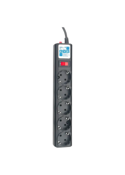 Фильтр-удлинитель Power Cube 3м д/подкл. к UPS(C14) 5 роз., 10А черный/граффит/ Surge protector Power Cube 3m for conn. to UPS(C14) 5 outlets, 10A black/graffite