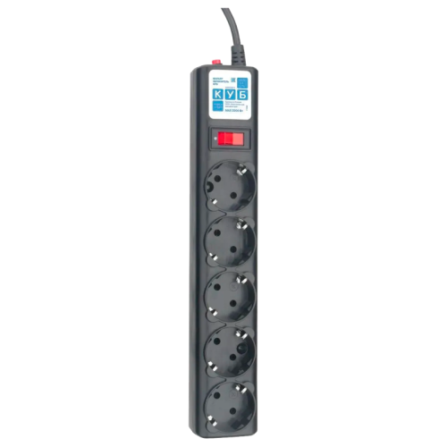 Фильтр-удлинитель Power Cube 3м д/подкл. к UPS(C14) 5 роз., 10А черный/граффит/ Surge protector Power Cube 3m for conn. to UPS(C14) 5 outlets, 10A black/graffite
