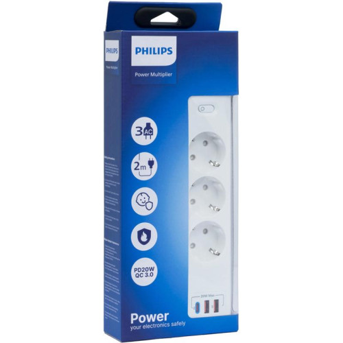 Сетевой фильтр Philips CHP4336WB/51 3м (3 розетки) белый (коробка)