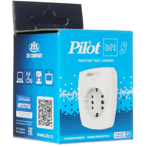 Сетевой фильтр Pilot Bit S (GP) (1 розетка) белый (коробка)