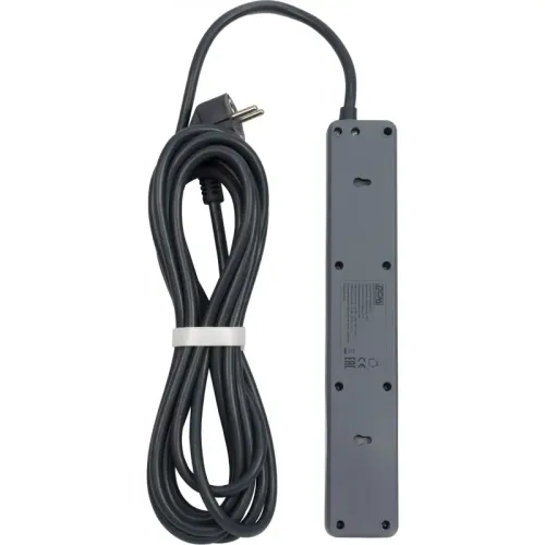 Сетевой фильтр-удлинитель/ PowerCom SP-01 USB2A1CW 3.0M, 4 розетки, белый, 16А, 4кВт, 380Дж, защитные шторки, защита от КЗ, перегрузки, ВЧ и импульсных помех, один порт USB-C(PD20W) и два USB-A(QC3.0) суммарной мощностью 24Вт, кабель 3x1.5 мм2, ШхГхВ 281х