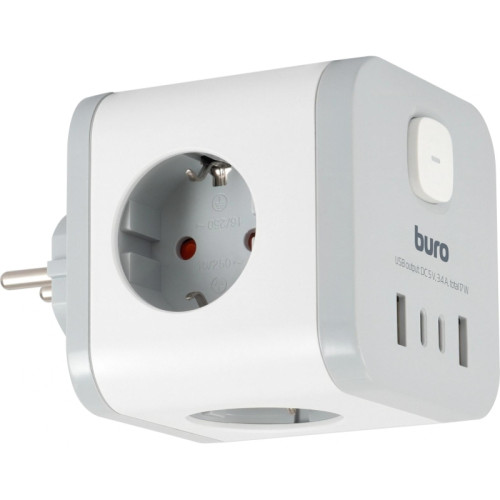 Сетевой разветвитель Buro BU-PW3UC-W (3 розетки) белый (пакет ПЭ)