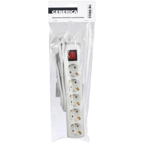 Сетевой удлинитель IEK У05В 7м (5 розеток) белый (пакет ПЭ)