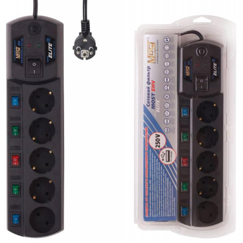 Сетевой фильтр Most EHV 5м (5 розеток) черный (коробка)