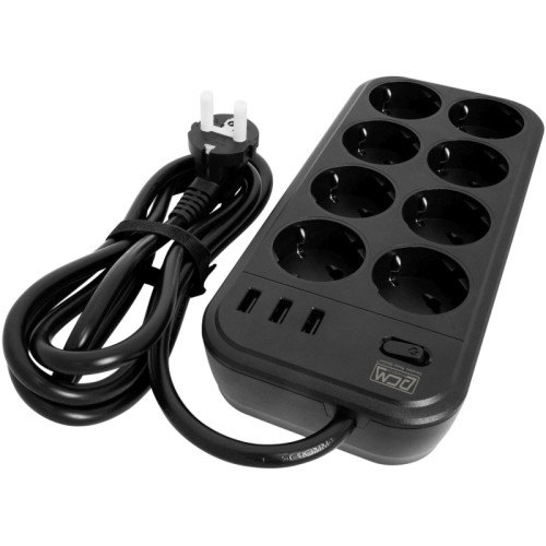 Сетевой фильтр Powercom SP-08 USB03AB 3,0М 3м (8 розеток) черный (коробка) Сетевой фильтр Powercom SP-08 USB03AB 3,0М 3м (8 розеток) черный (коробка)