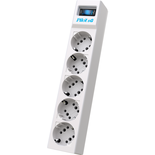 Сетевой фильтр/ Surge protector Pilot SG5 5 outlets (GP), 10A / 2.2kVt, automatic circuit-breaker, 5 m