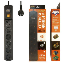 Сетевой фильтр Most HP 2м (6 розеток) черный (коробка)
