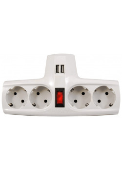Разветвитель/ Разветвитель ZIS Pilot T USB, 4 розетки (евро с заземлением), 2*USB