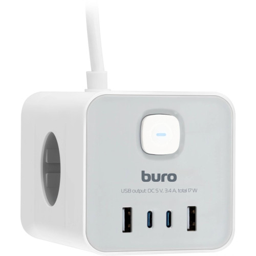 Сетевой удлинитель Buro BU-PTE4.1UC-W 1.5м (4 розетки) белый (пакет ПЭ)
