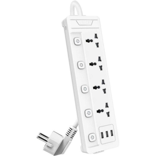 Сетевой  фильтр универсальный Deli ET411/ 4розетки + 3USB  , 2 м