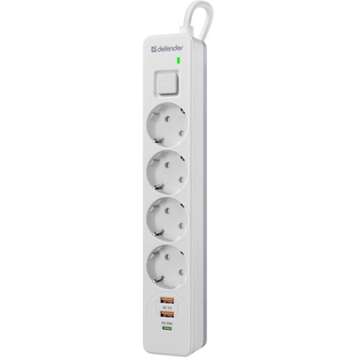 Сетевой фильтр Defender DFS 143 2м (4 розетки) белый (коробка)