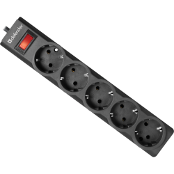 Сетевой фильтр Defender ES largo 5,0 м, черный, 5 розеток (пакет)
