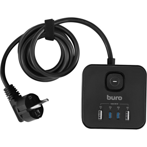 Сетевой удлинитель Buro BU-PTE4.1UC-Plus-B 1.5м (4 розетки) черный (пакет ПЭ)