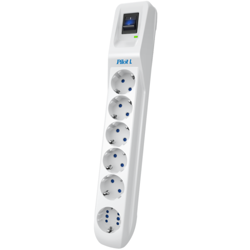 Сетевой фильтр Pilot L GP 6 розеток (5 евро + 1GP) 3 м/ Surge protector Pilot L GP 6 sockets (5 Euro + 1GP) 3 m white