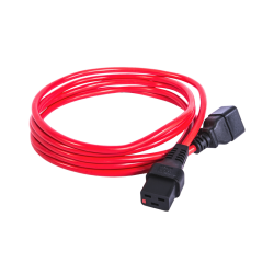 Шнур питания с фиксатором IEC 60320 C19/IEC 60320 C20, 16 А / 250 В (3 х 1,5), длина 3 м, красный