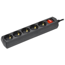 Сетевой удлинитель IEK У05В 5м (5 розеток) черный (пакет ПЭ)