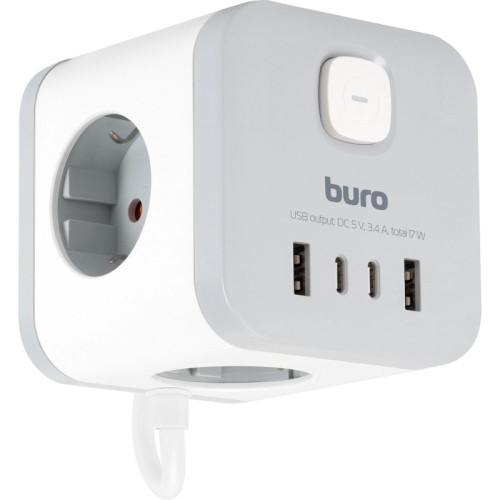 Сетевой удлинитель Buro BU-PC3.1UС-W 1.5м (3 розетки) белый (пакет ПЭ)