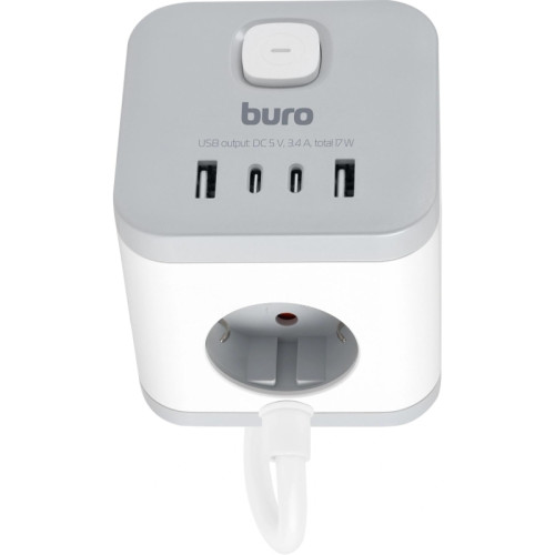 Сетевой удлинитель Buro BU-PC3.1UС-W 1.5м (3 розетки) белый (пакет ПЭ)
