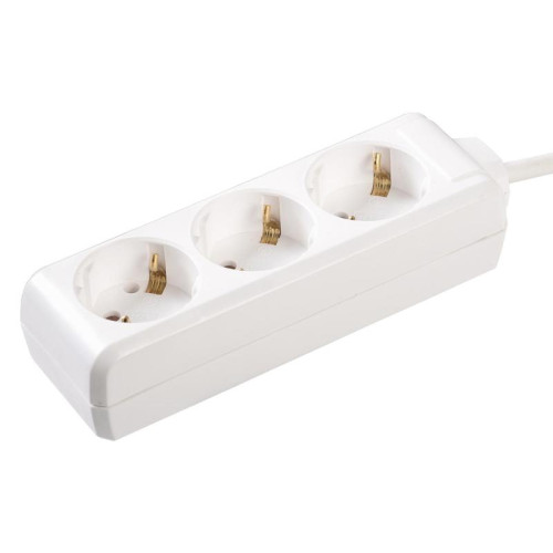 Сетевой удлинитель IEK У03 3м (3 розетки) белый (пакет ПЭ)