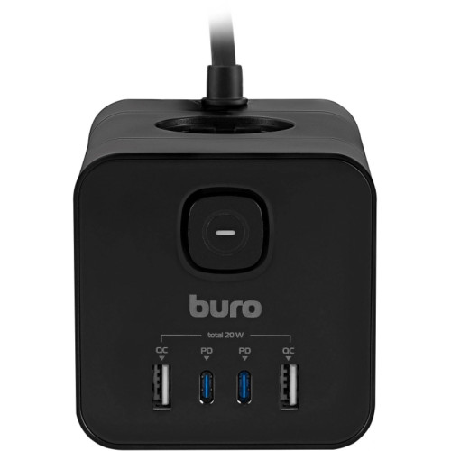 Сетевой удлинитель Buro BU-PTE4.1UC-Plus-B 1.5м (4 розетки) черный (пакет ПЭ)